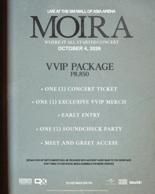moira where it all started concert vvip package