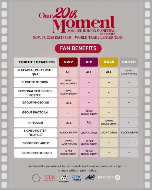 Lee Je Hoon Our 20th Moment fan meeting Manila fan benefits