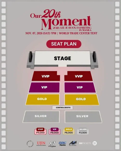 Lee Je Hoon Our 20th Moment fan meeting Manila seat plan