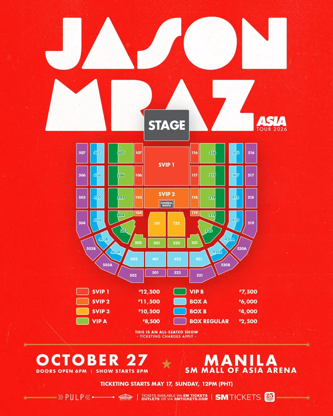 jason mraz asia tour manila 2026 ticket prices