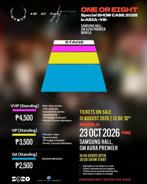 one or eight showcase manila 2026 ticket prices seat plan